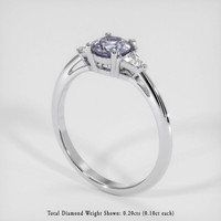 0.77 Ct. Greyish Blue Sapphire Ring, 18K White Gold 2