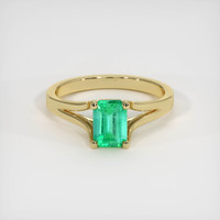 0.87 Ct. Emerald Ring, 18K Yellow Gold 1