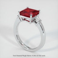 2.92 Ct. Ruby Ring, Platinum 950 2