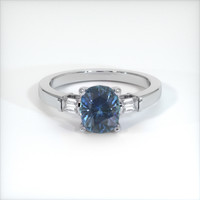 1.18 Ct. Greenish Blue Sapphire Ring, 10K White Gold 1