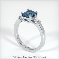 1.18 Ct. Greenish Blue Sapphire Ring, 10K White Gold 2