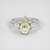 2.34 Ct. Yellowish Green Sapphire Ring, 18K White Gold 1