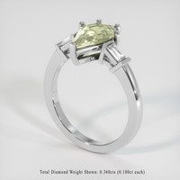 2.34 Ct. Yellowish Green Sapphire Ring, 18K White Gold 2