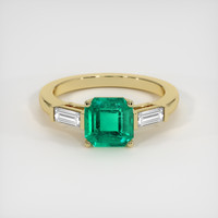 1.36 Ct. Emerald Ring, 18K Yellow Gold 1