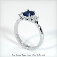0.95 Ct. Blue Sapphire Ring, 10K White Gold 2