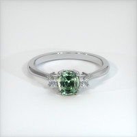 0.90 Ct. Green Sapphire Ring, 10K White Gold 1
