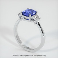 1.46 Ct. Blue Sapphire Ring, 14K White Gold 2