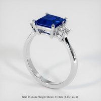 2.02 Ct. Blue Sapphire Ring, 14K White Gold 2