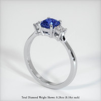 0.59 Ct. Blue Sapphire Ring, 14K White Gold 2