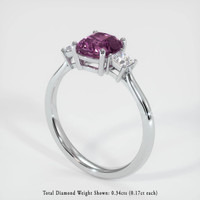 1.37 Ct. Pinkish Purple Sapphire Ring, 18K White Gold 2