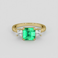 1.57 Ct. Emerald Ring, 18K Yellow Gold 1