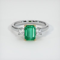 Three Stone Emerald Ring 1.50 Ct., 18K Yellow White Preview