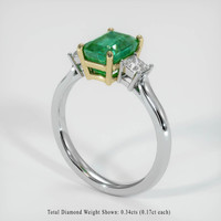Three Stone Emerald Ring 1.50 Ct., 18K Yellow White Preview