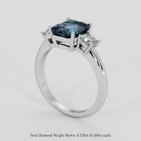 2.56 Ct. Greenish Blue Sapphire Ring, Platinum 950 2