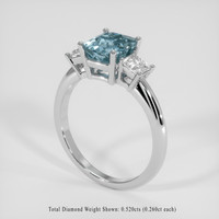 2.07 Ct. Greenish Blue Sapphire Ring, 14K White Gold 2