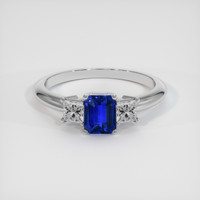 1.01 Ct. Blue Sapphire Ring, 18K White Gold 1