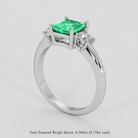1.03 Ct. Emerald Ring, 18K White Gold 2
