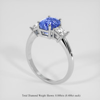 3.15 Ct. Blue Sapphire Ring, 18K White Gold 2