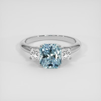 2.07 Ct. Greenish Blue Sapphire Ring, 18K White Gold 1