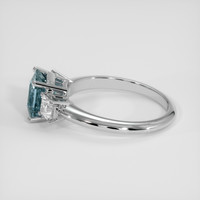 2.07 Ct. Greenish Blue Sapphire Ring, 18K White Gold 4