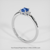 0.65 Ct. Blue Sapphire Ring, 18K White Gold 2