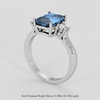 3.01 Ct. Greenish Blue Sapphire Ring, 14K White Gold 2