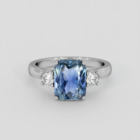 3.01 Ct. Greenish Blue Sapphire Ring, 18K White Gold 1