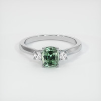 0.90 Ct. Green Sapphire Ring, 18K White Gold 1