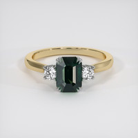 3.65 Ct. Bluish Green Sapphire Ring, 14K White & Yellow 1