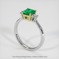 0.85 Ct. Emerald Ring, 18K Yellow & White 2