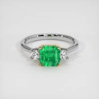 0.92 Ct. Emerald Ring, 18K Yellow & White 1