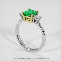 0.92 Ct. Emerald Ring, 18K Yellow & White 2