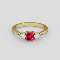 0.49 Ct. Pinkish Red Ruby Ring, 10K Yellow Gold 1