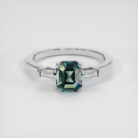 1.16 Ct. Greenish Blue Sapphire Ring, Platinum 950 1