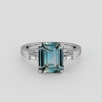 2.69 Ct. Bluish Green Sapphire Ring, Platinum 950 1