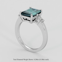 2.69 Ct. Bluish Green Sapphire Ring, Platinum 950 2