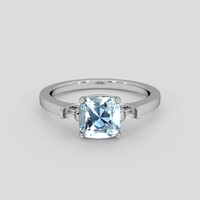 1.44 Ct. Blue Aquamarine Ring, 14K White Gold 1