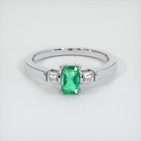 0.48 Ct. Emerald Ring, 18K White Gold 1