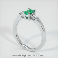 0.48 Ct. Emerald Ring, 18K White Gold 2