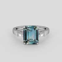 2.69 Ct. Bluish Green Sapphire Ring, 18K White Gold 1
