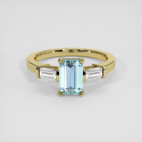 1.27 Ct. Bluish Green Aquamarine Ring, 14K Yellow Gold 1