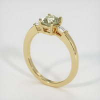 1.08 Ct. Yellowish Green Sapphire Ring, 14K Yellow Gold 2