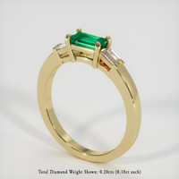 0.43 Ct. Emerald  Ring - 18K Yellow Gold