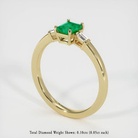 Three Stone Emerald Ring 0.37 Ct., 18K Yellow Gold Preview