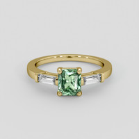 1.14 Ct. Green Sapphire Ring, 18K Yellow Gold 1
