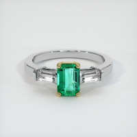 0.88 Ct. Emerald Ring, 18K Yellow & White 1