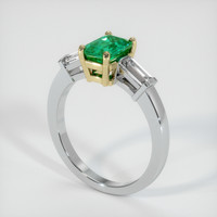 0.88 Ct. Emerald Ring, 18K Yellow & White 2