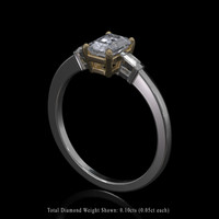 1.30 Ct. White Sapphire Ring, 18K Yellow & White 2