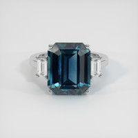 8.60 Ct. Greenish Blue Sapphire Ring, Platinum 950 1