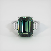13.00 Ct. Greenish Blue Sapphire Ring, Platinum 950 1